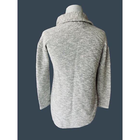 TALBOTS LADIES PETITE OPEN FRONT COLLARED GRAY METALLIC THREADING EUC P - Picture 3 of 8